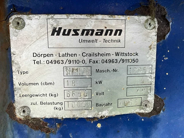 1998 husmann spb 18 sel afzet perscontainer - afbeelding 8 van  8