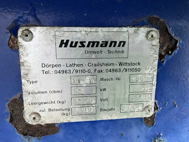 1998 husmann spb 18 sel afzet perscontainer - afbeelding 2 van  10