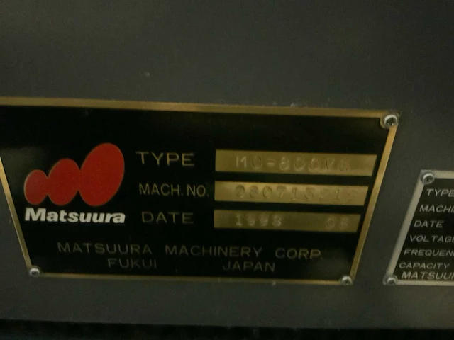 1998 matsuura mc-800vg cnc bewerkingscentrum - afbeelding 5 van  18