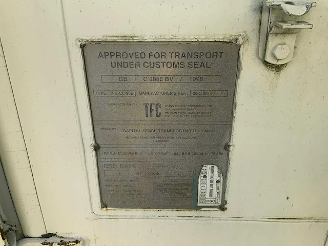 1998 tfc tfc-cc-90b zeecontainer 20ft - afbeelding 4 van  12