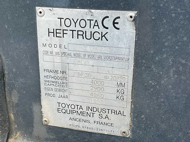 1998 toyota 02-6fdf30 vorkheftruck - afbeelding 17 van  27