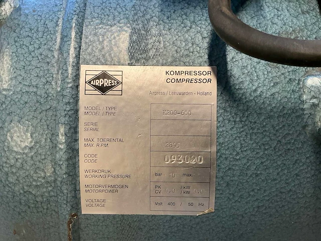 1999 airpress k200-600 zuigercompressor - afbeelding 5 van  13
