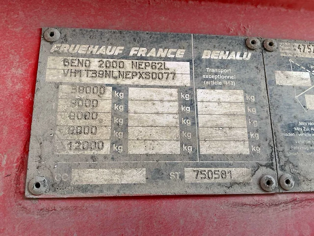 1999 benalu beno2000 nep72l bulk oplegger - afbeelding 3 van  12