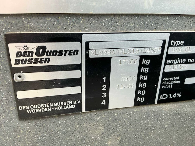 1999 daf den oudsten stadsbus b96dl595 touringcar - afbeelding 81 van  83