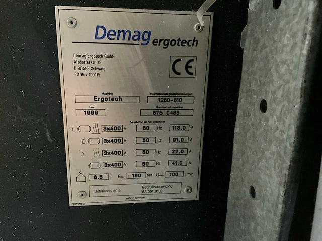 1999 demag ergotech 125/475-610 spuitgietmachine - afbeelding 5 van  18