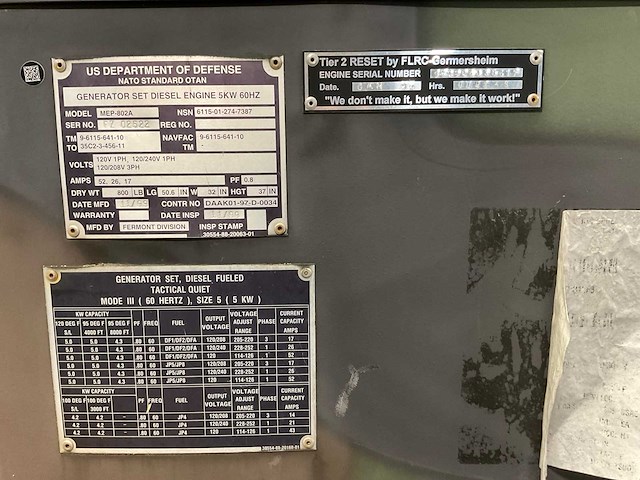 1999 fermont division mep-802a stroomgenerator op aanhangwagen - afbeelding 8 van  16