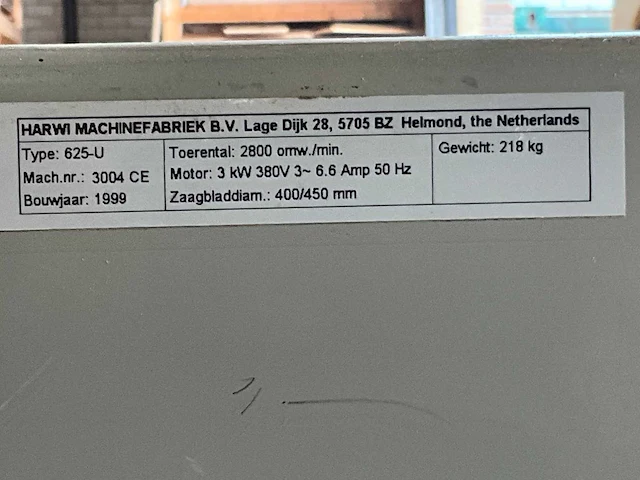 1999 harwi 625-u radiaal afkortzaag - afbeelding 6 van  14