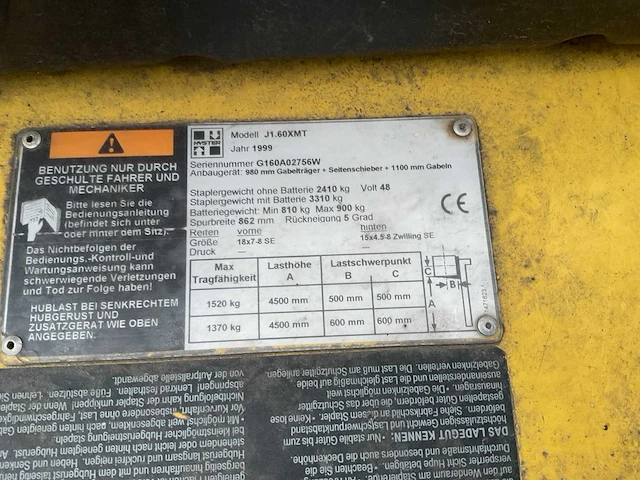 1999 hyster j1.60xmt vorkheftruck - afbeelding 2 van  11