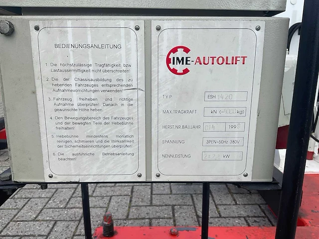 1999 ime autolift 1420 hefbrug (2x) - afbeelding 7 van  7