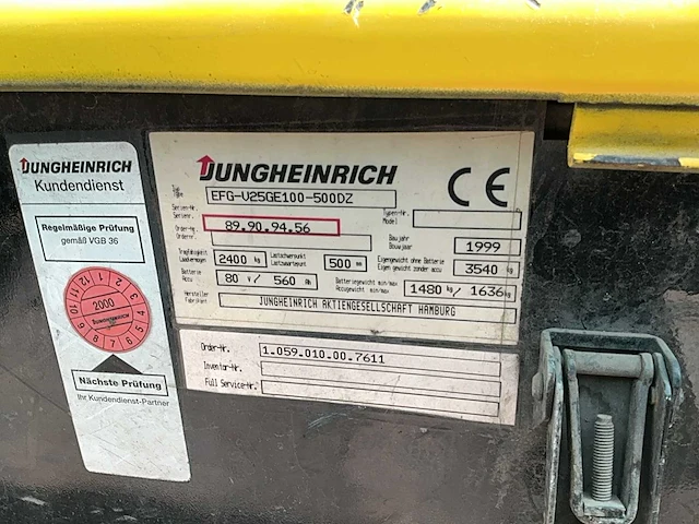 1999 jungheinrich efg-v 25 elektrische heftruck - afbeelding 19 van  26