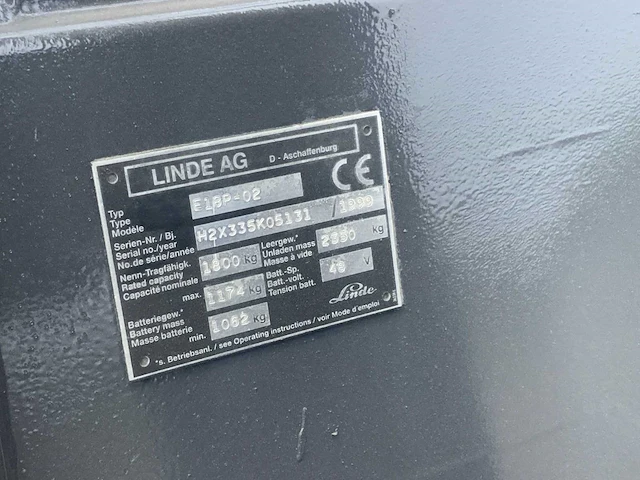 1999 linde e18p-02 vorkheftruck - afbeelding 19 van  20