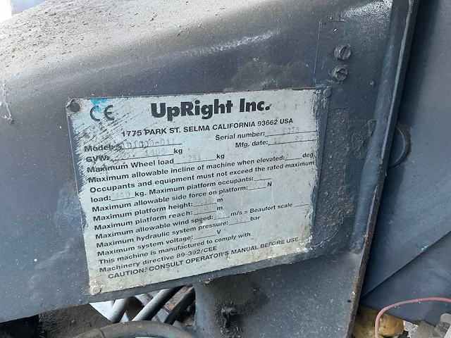 1999 upright 101000-011 hoogwerker - afbeelding 14 van  21