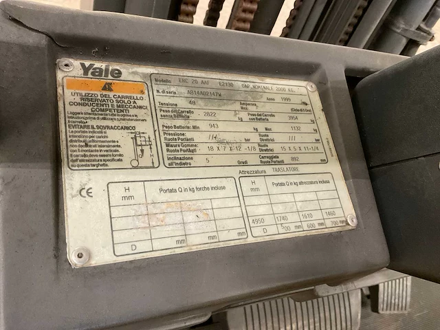 1999 yale erc 20 aaf vorkheftruck - afbeelding 11 van  11