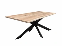 1x boomstam tafel eiken - 260x100 cm - massief eiken - spinpoot metaal 5x10 - afbeelding 1 van  3