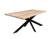 1x boomstam tafel eiken - 260x100 cm - massief eiken - spinpoot metaal 5x10 - afbeelding 1 van  3