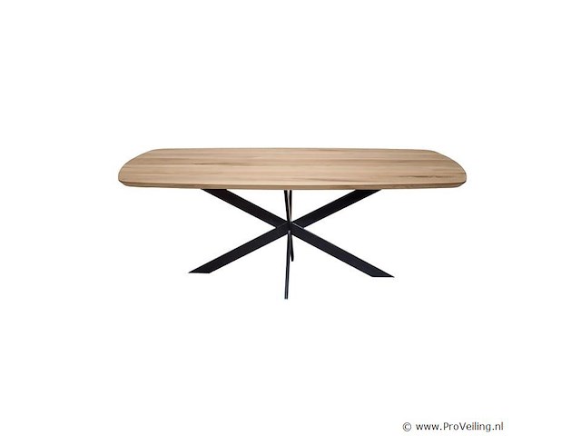 1x deens ovaal tafel eiken - verjongde rand - 160x100 cm - massief eiken - spinpoot klein metaal 5x10 - afbeelding 1 van  5