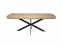 1x deens ovaal tafel eiken - verjongde rand - 220x115 cm - massief eiken - spinpoot metaal 5x10 - afbeelding 1 van  5