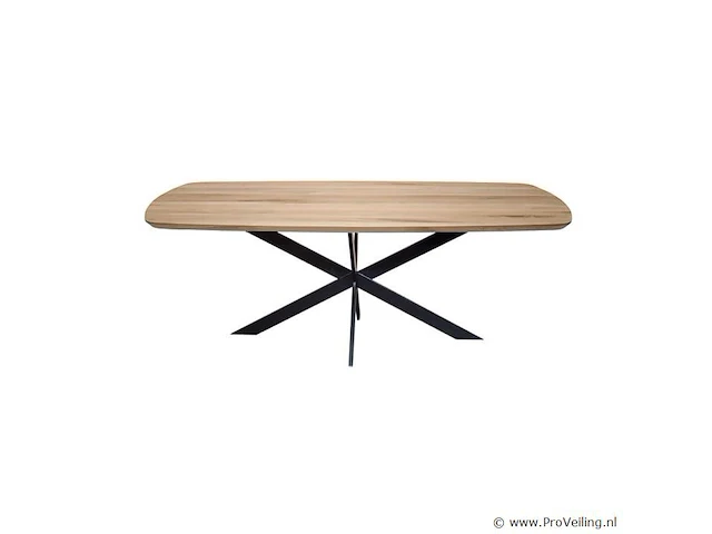1x deens ovaal tafel eiken - verjongde rand - 220x115 cm - massief eiken - spinpoot metaal 5x10 - afbeelding 1 van  5
