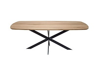 1x deens ovaal tafel eiken - verjongde rand - 220x115 cm - massief eiken - spinpoot metaal 5x10 - afbeelding 1 van  5