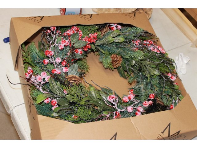 1x kers decoratie krans - afbeelding 1 van  5