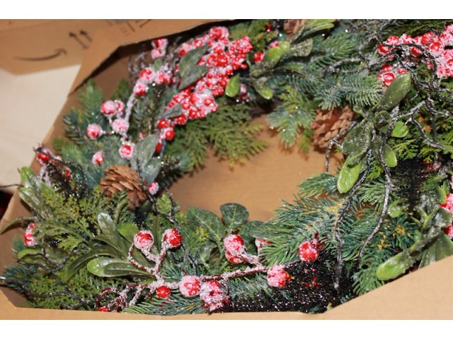 1x kers decoratie krans - afbeelding 3 van  5