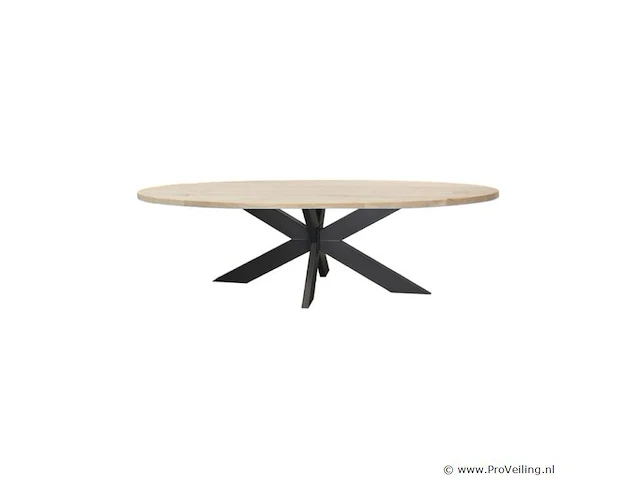 1x ovaal tafel eiken - 180x90 cm - massief eiken - spinpoot metaal 5x10 - afbeelding 1 van  3