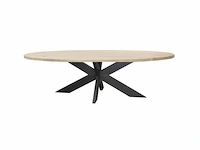 1x ovaal tafel eiken - 180x90 cm - massief eiken - spinpoot metaal 5x10 - afbeelding 1 van  3