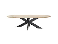 1x ovaal tafel eiken - 180x90 cm - massief eiken - spinpoot metaal 5x10 - afbeelding 1 van  3