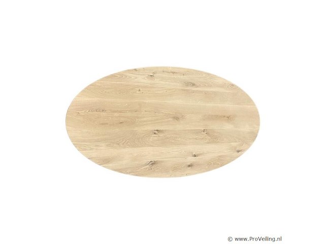 1x ovaal tafel eiken - 180x90 cm - massief eiken - spinpoot metaal 5x10 - afbeelding 2 van  3