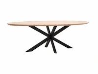 1x ovaal tafel eiken - verjongde rand - 160x100 cm - massief eiken - spinpoot klein metaal 5x10 - afbeelding 1 van  5