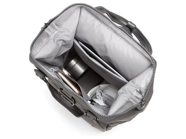 1x pacsafe citysafe cx mini backpack econyl - anti diefstal backpack - 11 l - grijs (storm) pacsafe - afbeelding 4 van  4