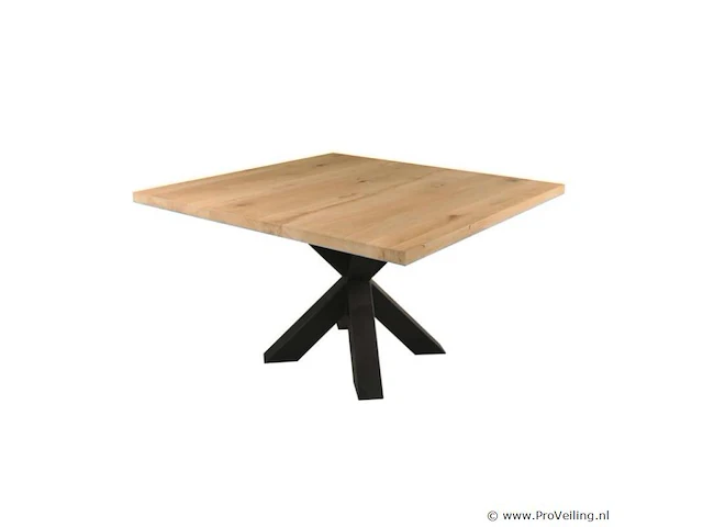 1x recht tafel eiken - 120x120 cm - massief eiken - spinpoot klein metaal 5x10 - afbeelding 1 van  3
