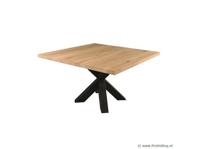 1x recht tafel eiken - 120x120 cm - massief eiken - spinpoot klein metaal 5x10 - afbeelding 1 van  3