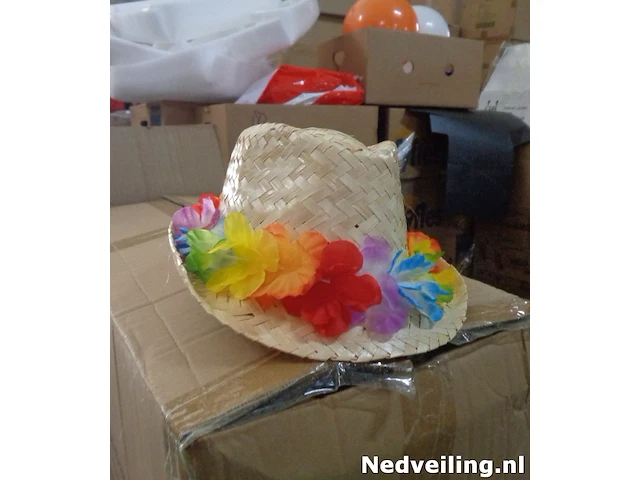 1x rieten hoedje - afbeelding 1 van  3
