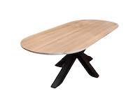 1x rond / ovaal tafel eiken - verjongde rand - 160x100 cm - massief eiken - spinpoot klein metaal 5x10 - afbeelding 1 van  5