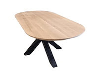 1x rond / ovaal tafel eiken - verjongde rand - 180x100 cm - massief eiken - spinpoot klein metaal 5x10 - afbeelding 4 van  5