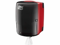 1x tork combi rol poetspapier dispenser kunststof zwart/rood w2 tork - afbeelding 1 van  5