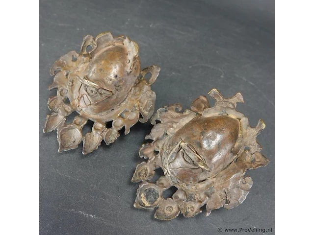 2 antieke brons met edelstenen mask of mahakala als wierrookhouders - afbeelding 5 van  5