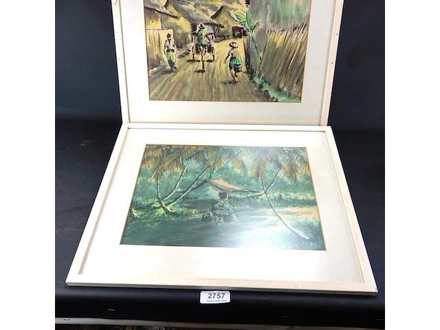 2 aquarellen ?. in wissellijst - afbeelding 3 van  5