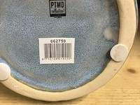 2 blauwe aardewerk bloemenvazen - afbeelding 4 van  7