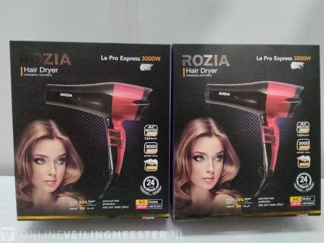 2 haardrogers rozia, hc8160, zwart/rood - afbeelding 1 van  3