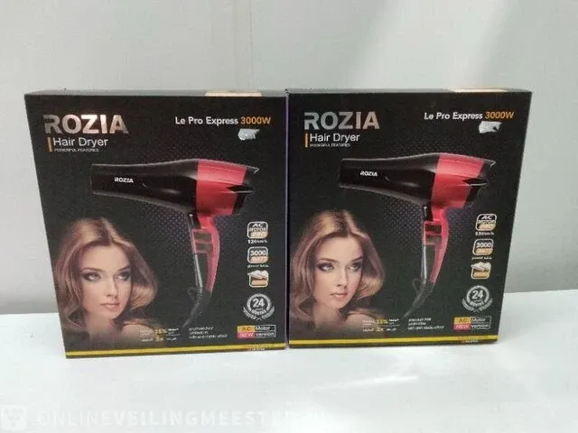 2 haardrogers rozia, hc8160, zwart/rood - afbeelding 1 van  3