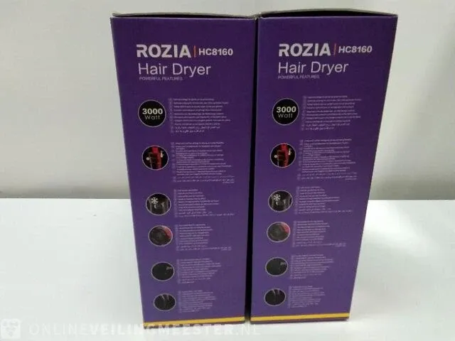 2 haardrogers rozia, hc8160, zwart/rood - afbeelding 2 van  3