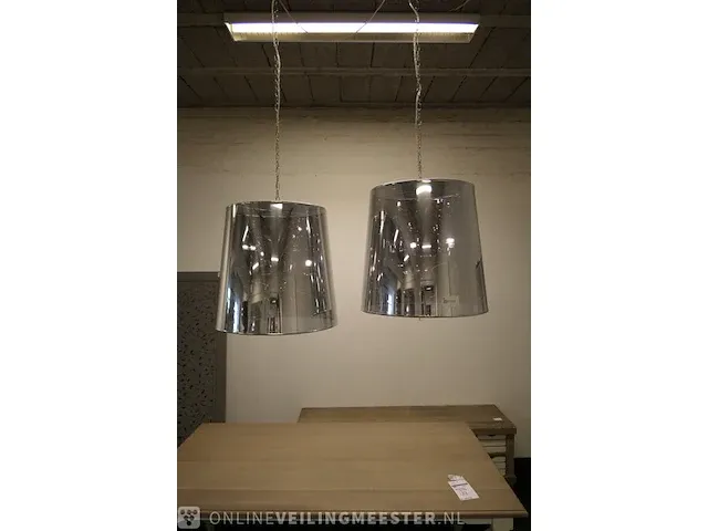 2 hanglampen met kroonluchter transparant - afbeelding 1 van  10