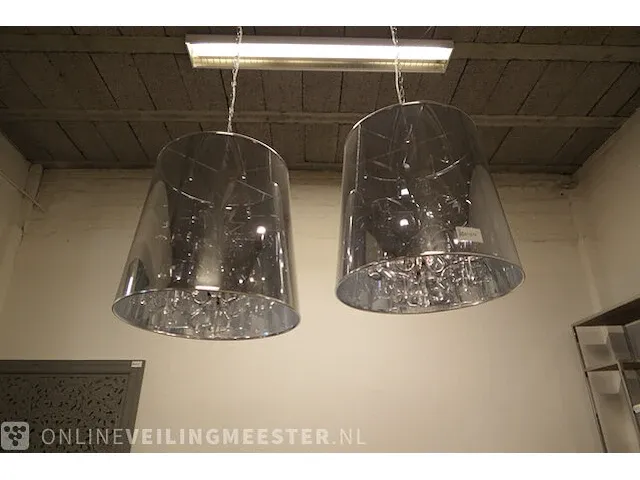 2 hanglampen met kroonluchter transparant - afbeelding 4 van  10