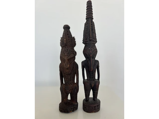 2 houten sepik beeldjes, papoea nieuw guinea, te dateren midden 20e eeuw - afbeelding 7 van  7