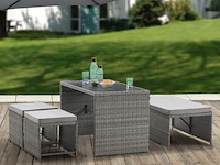 2 in 1 polyrotan loungeset jamaika - grijs - afbeelding 9 van  16