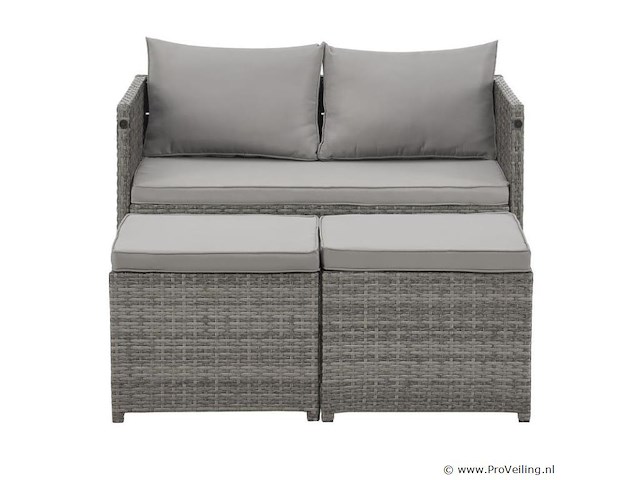 2 in 1 polyrotan loungeset jamaika - grijs - afbeelding 5 van  16