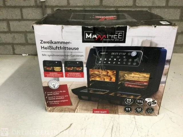 2 kamer airfryer maxmee, 11 liter, zwart - afbeelding 2 van  4