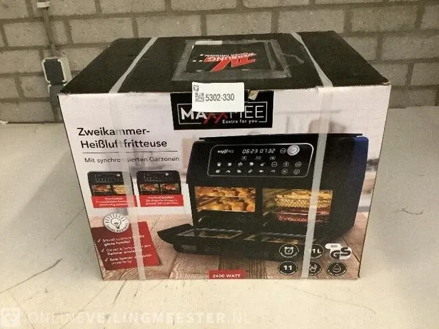 2-kamer airfryer maxxmee, 11 liter, zwart - afbeelding 2 van  3